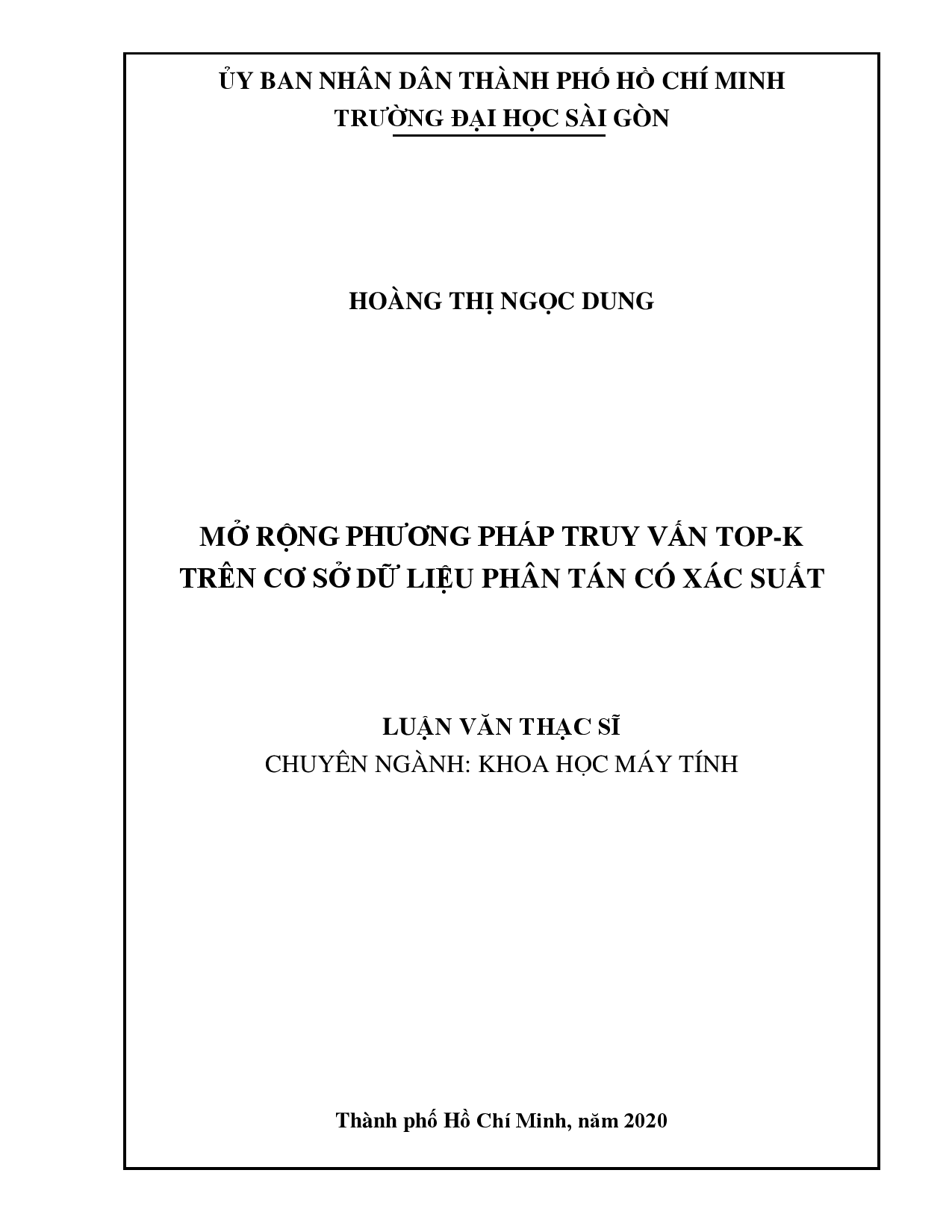 Mở rộng phương pháp truy vấn Top-K trên cơ sở dữ liệu phân tán có xác suất  