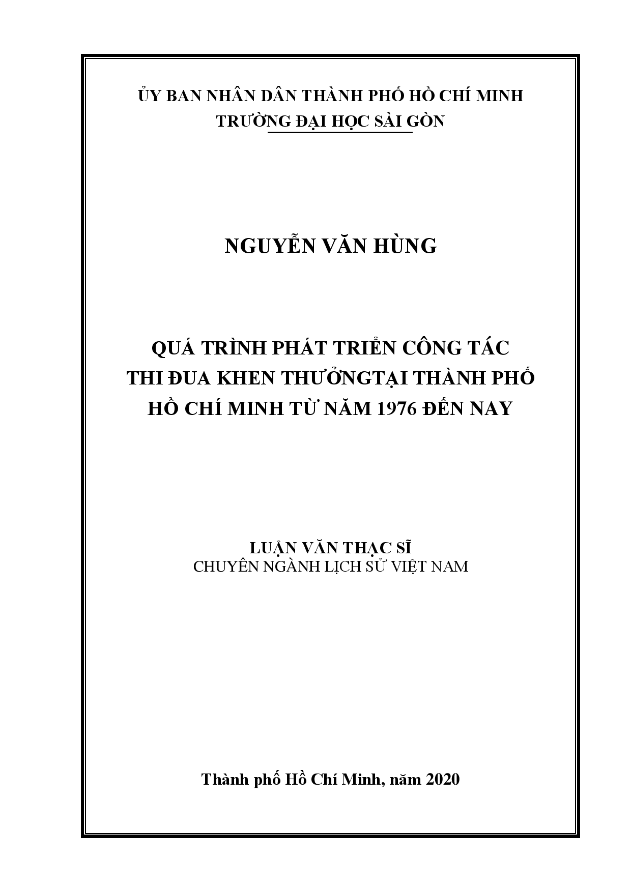 Quá trình phát triển công tác thi đua khen thưởng tại thành phố Hồ Chí Minh từ năm 1976 đến nay  