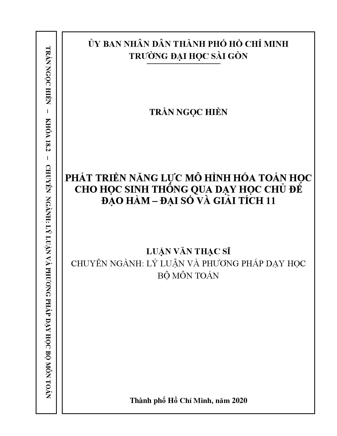 Phát triển năng lực mô hình hóa toán học cho học sinh thông qua dạy học chủ đề đạo hàm - đại số và giải tích 11  