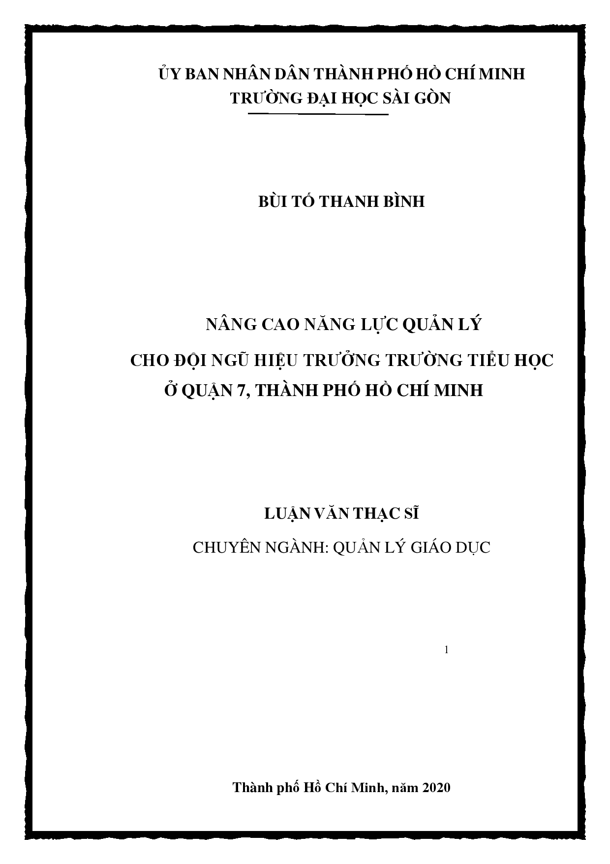 Nâng cao năng lực quản lý cho đội ngũ hiệu trưởng trường tiểu học ở quận 7, thành phố Hồ Chí Minh  