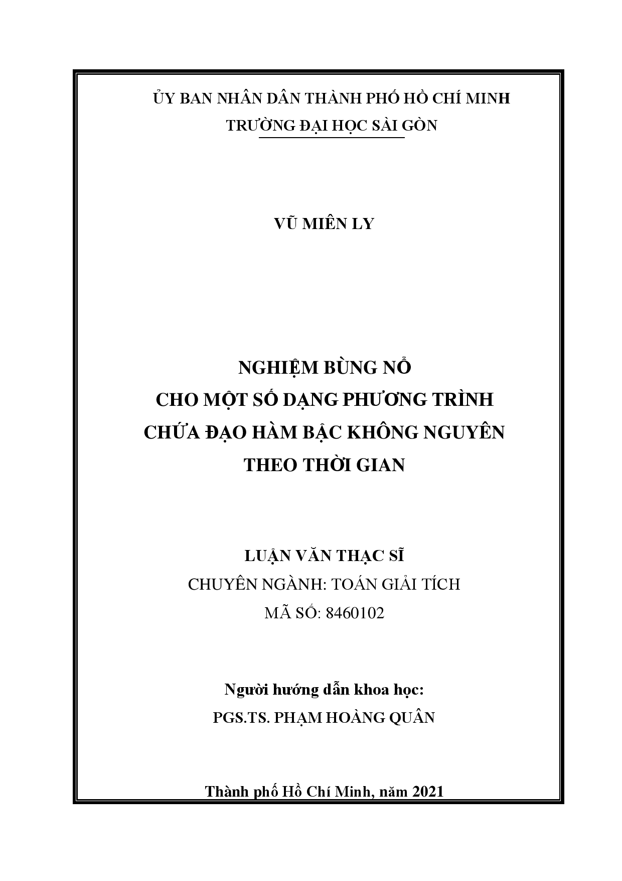 Nghiệm bùng nổ cho một số dạng phương trình chứa đạo hàm bậc không nguyên theo thời gian  