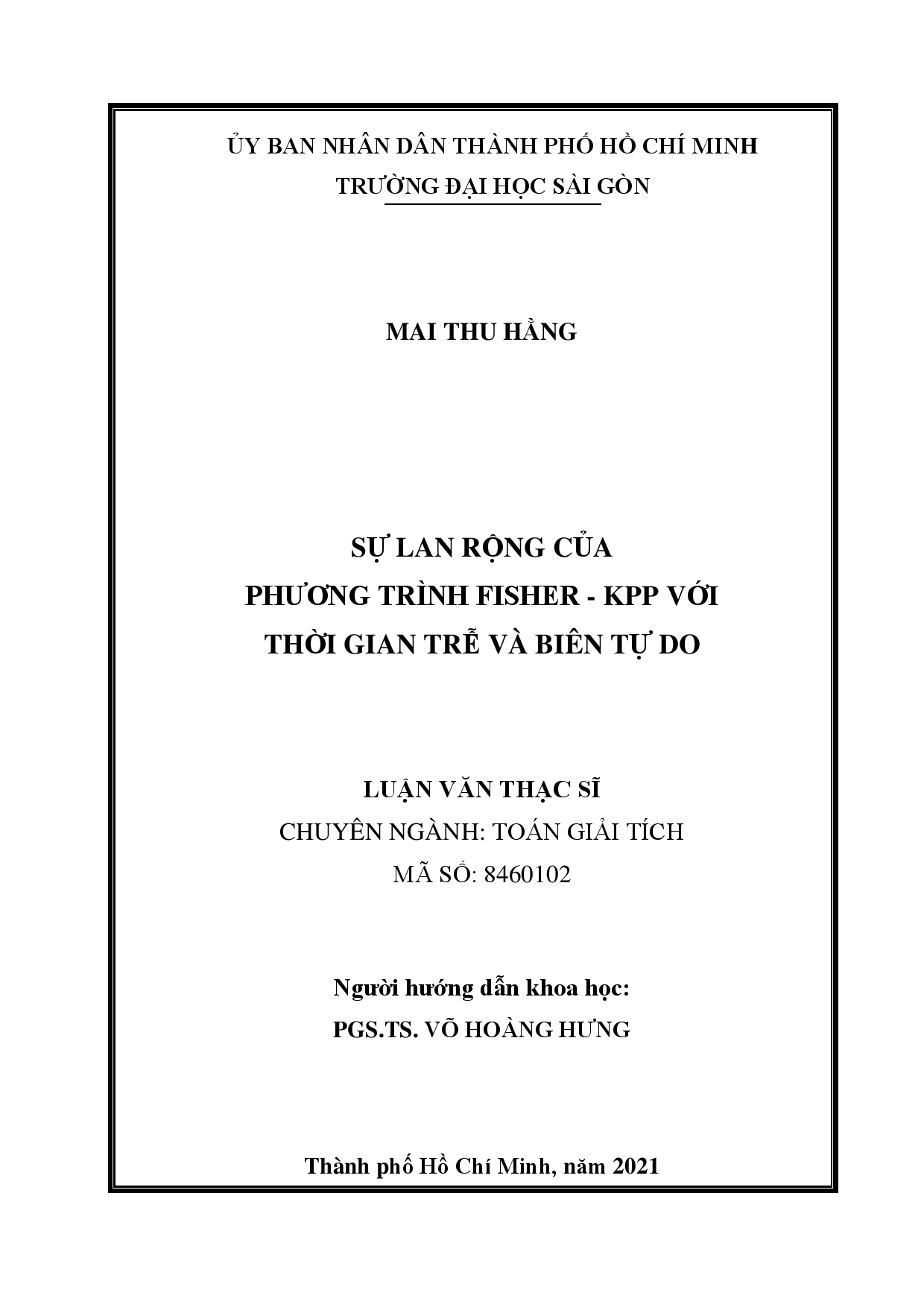 Sự lan rộng của phương trình Fisher - KPP với thời gian trễ và biên tự do  