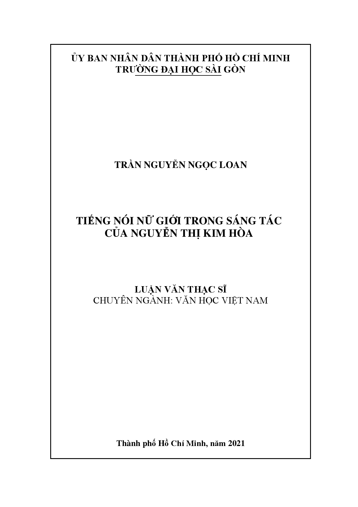 Tiếng nói nữ giới trong sáng tác của Nguyễn Thị Kim Hòa  