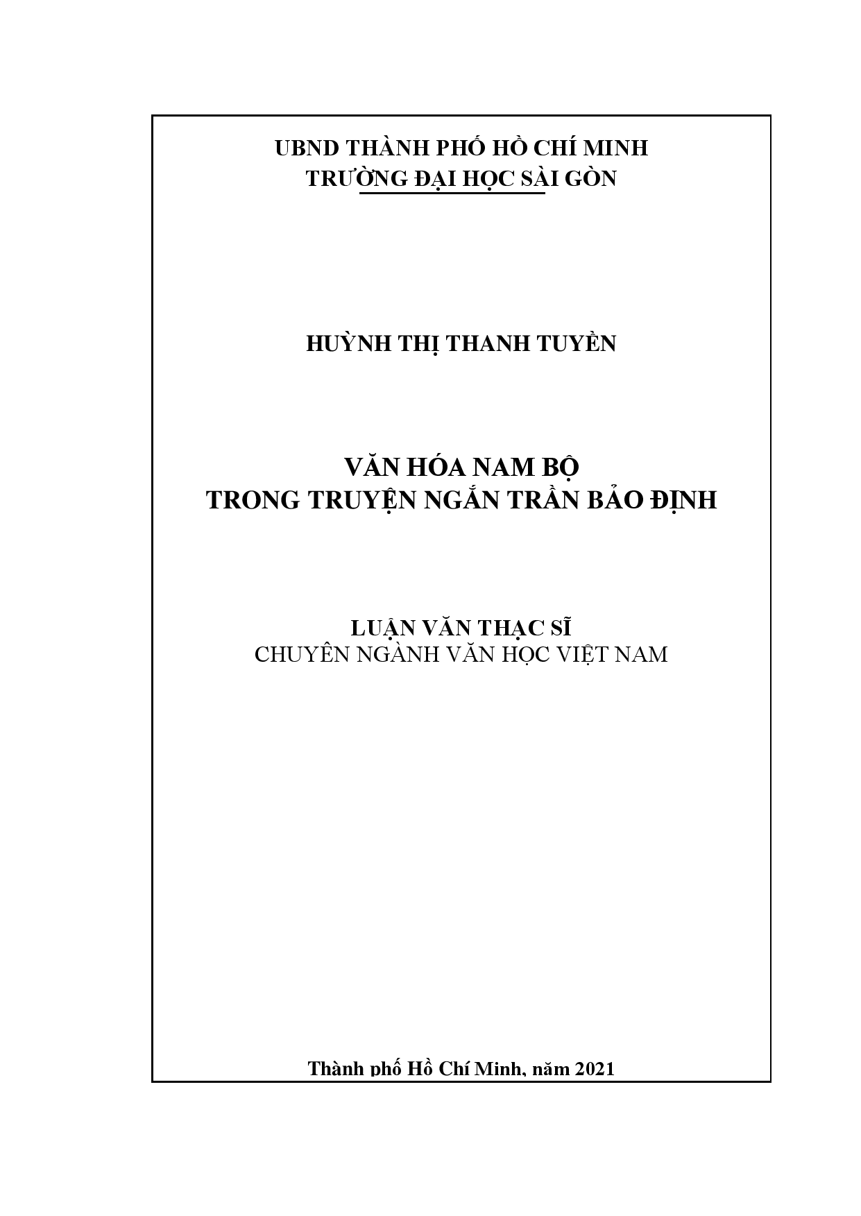 Văn hóa Nam Bộ trong truyện ngắn Trần Bảo Định  